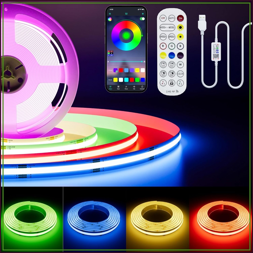 Rgb Light Strip - Светодиодная лента COB RGB с питанием