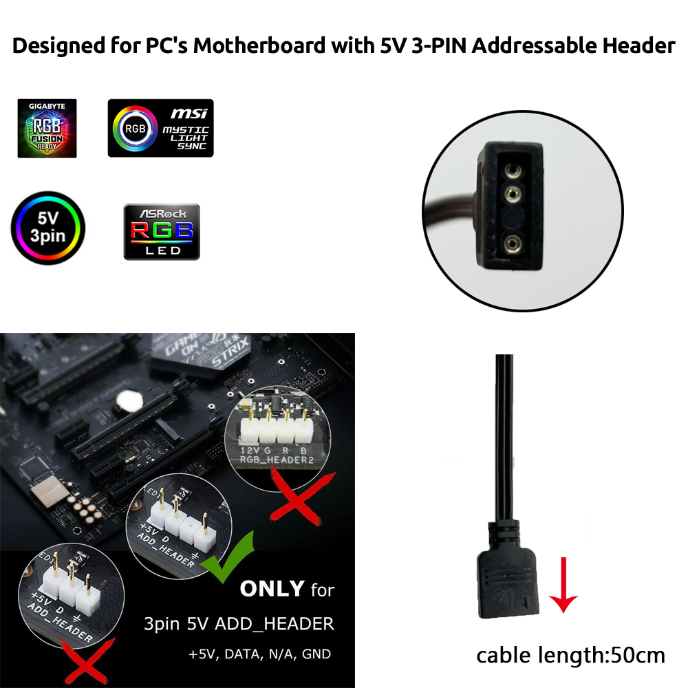 5V ARGB 3-контактный разъем дл – обзор и цена Rgb Light Strip